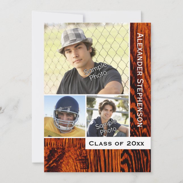 Invitation Graduation de la plaque de bois rustique (Devant)