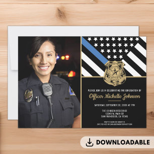 Invitation Graduation de la police Ligne bleue Police Applica