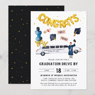 Invitation Graduation Drive By Parade Party   Limo blanc