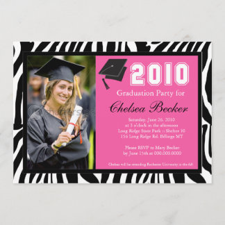 Invitation Graduation du 5x7 Zebra Stripe Photo