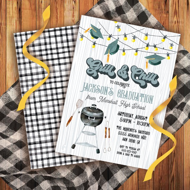 Invitation Graduation du barbecue Grill and Chill Partielleme (Créateur téléchargé)