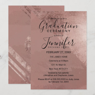Invitation Graduation du triangle des Gold Faux Foil Rose mod