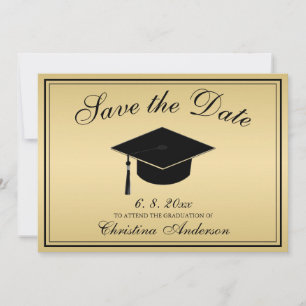 Invitation Graduation Elegant Gold Black Script Enregistrer l