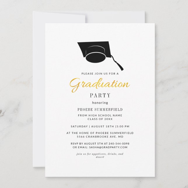 Invitation Graduation élégante 2025 Typographie Grad Party (Devant)