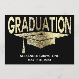 Invitation Graduation Enregistrer La Date Moderne Faux Or Noi