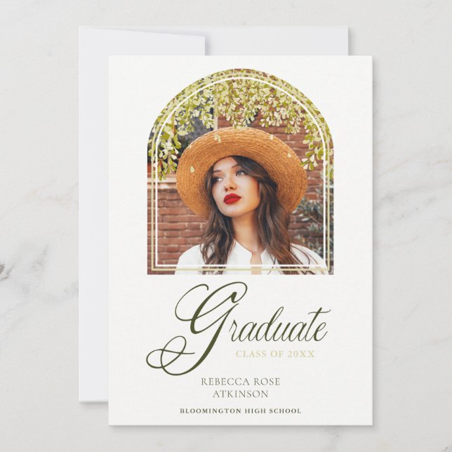 Invitation Graduation Fancy Arch Effect Wisteria Flowers  (Devant)