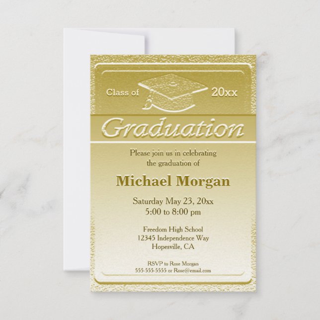 Invitation Graduation Faux Gold Metallic (Devant)