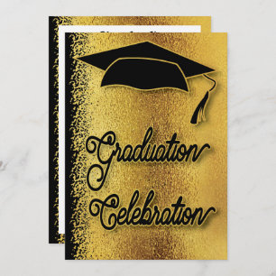 Invitation Graduation Fête Grad Party Faux Gold Moderne