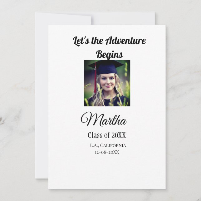 Invitation Graduation fgrats ajouter nom photo ville date cla (Devant)