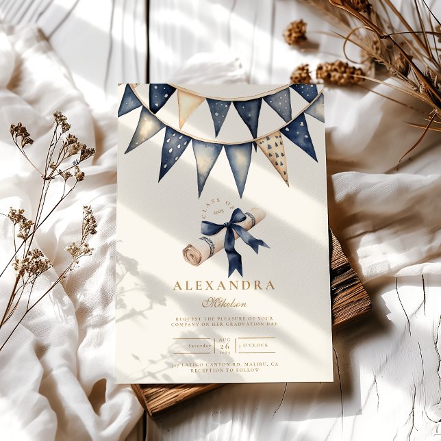 Invitation Graduation Florale d'or de la Marine (Créateur téléchargé)
