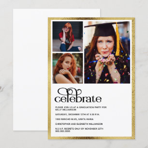 Invitation Graduation Gold Graduate Photo