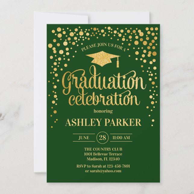 Invitation Graduation - Gold Green (Devant)