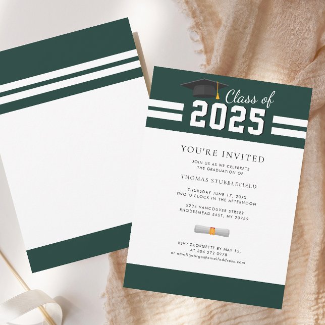 Invitation Graduation Green College Grad 2025 Party (Graduation Green College Grad 2025 Party Invitation)