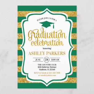 Invitation Graduation - Grilles d'or Vert