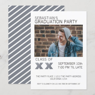 Invitation Graduation Gris et Blancs
