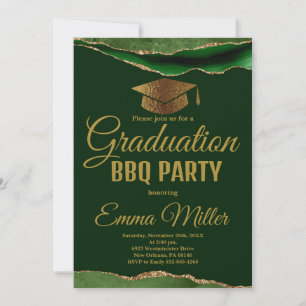Invitation Graduation Gris et Gold BBQ Party