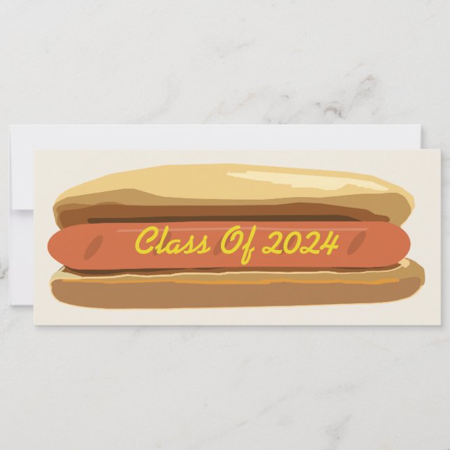 Invitation Graduation Hotdog Avec Mustard Classe de 2024 (Devant)