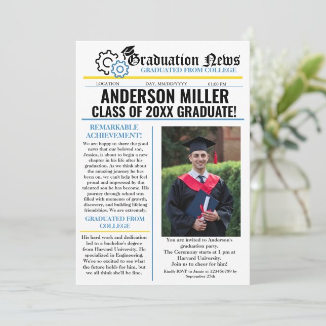 Invitation Graduation Ingénierie Journal Collège Unique (Debout devant)