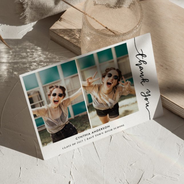 Invitation Graduation Merci moderne Script Photo Collage (Créateur téléchargé)