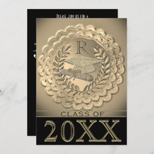 Invitation Graduation métal en or Faux