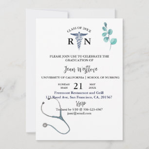Invitation Graduation minimaliste à l'école de soins infirmie