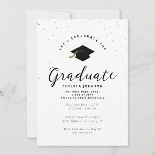 Invitation Graduation minimaliste Parties scintillant d'or Fa