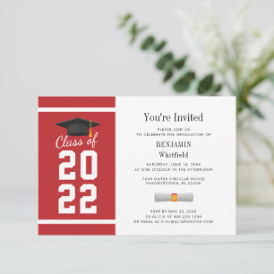 Invitation Graduation moderne 2024 Red White Grad Party