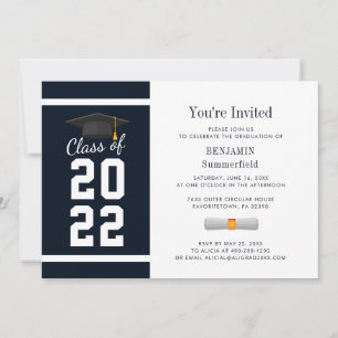 Invitation Graduation moderne 2025 Marine Blue Grad Party