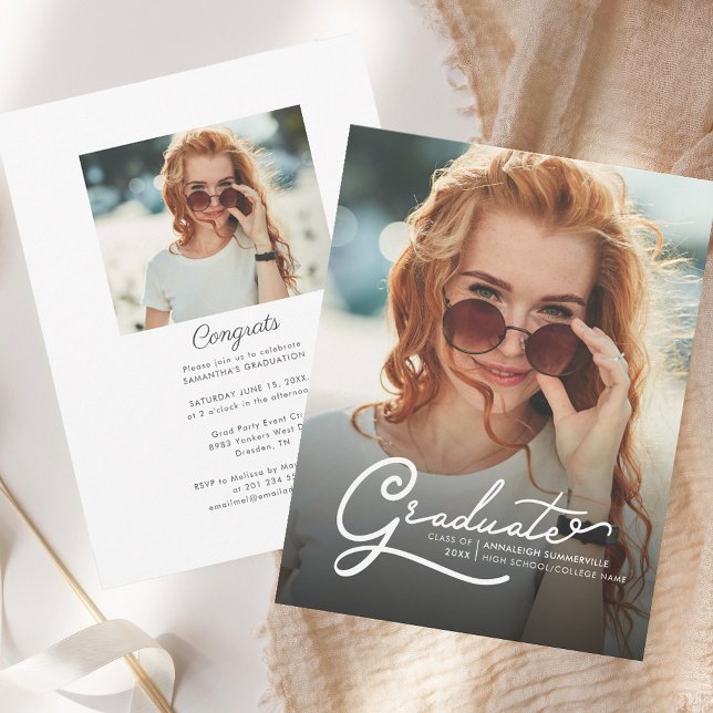 Invitation Graduation moderne 2025 Photo Party (Modern Graduation 2025 Photo Party Invitation)