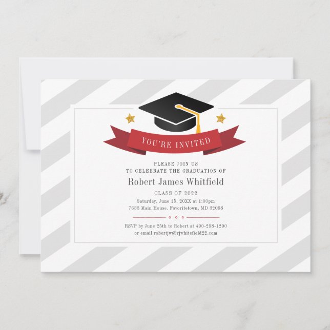 Invitation Graduation Moderne 2025 Typographie Simple (Devant)