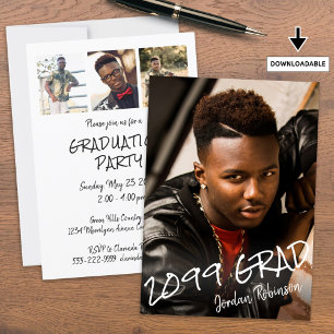 Invitation Graduation moderne 4 Photos Lettrées à la main