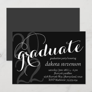 Invitation Graduation moderne   Blanc noir classique