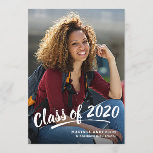 Invitation Graduation Moderne Brush Script 2+Soirée 2020