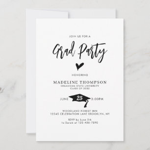 Invitation Graduation moderne de la fête du coeur de script