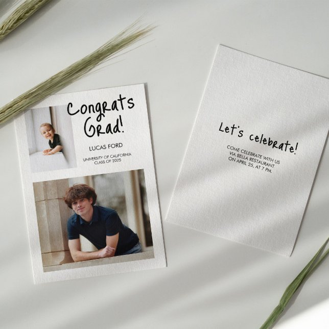 Invitation Graduation moderne deux photos hier et aujourd'hui (Créateur téléchargé)