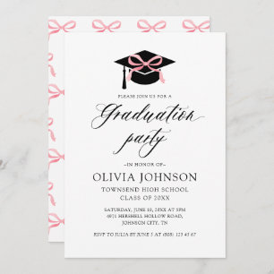 Invitation Graduation moderne élégant Cap Pink Bow Graduation
