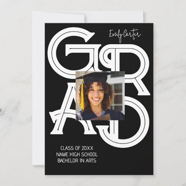 Invitation Graduation moderne en calligraphie gras (Devant)