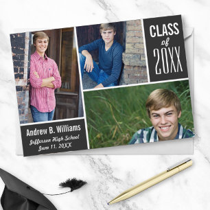 Invitation Graduation moderne Photo Collage Classe de 20XX