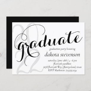 Invitation Graduation moderne   Script classique noir minimal