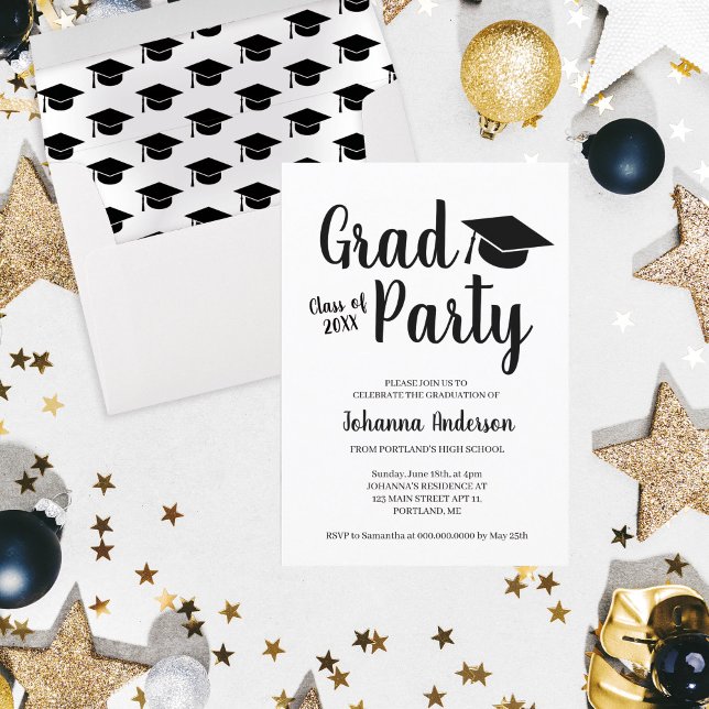 Invitation Graduation moderne Script Grad Party (Modern Graduation Script Grad Party Invitation
)