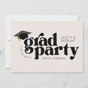Invitation Graduation moderne stylisme typographie noir & bla