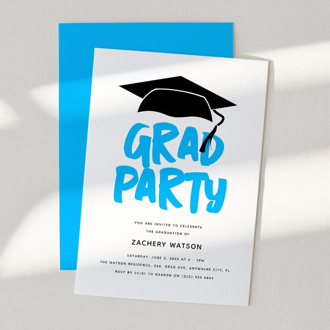 Invitation Graduation moderne tendance GRAD Party (Créateur téléchargé)