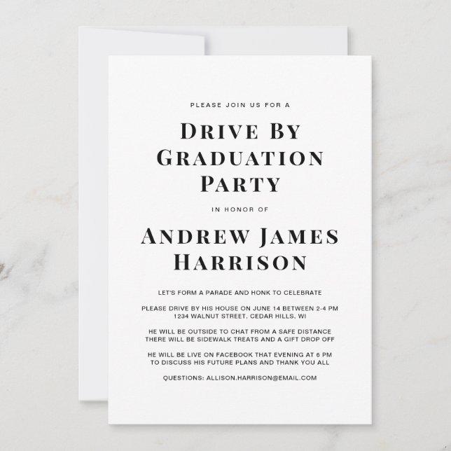 Invitation Graduation Moins moderne Conduite par fête (Devant)