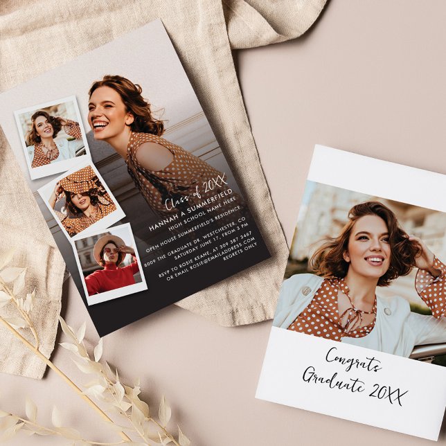 Invitation Graduation Multi Photo Grad 2025 Party (Graduation Photo Collage Elegant 2024 Announcement)