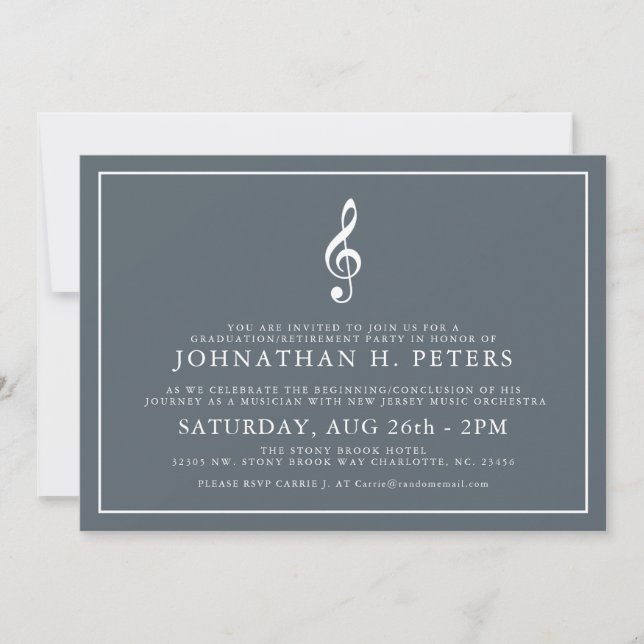 Invitation Graduation musicienne minimale|Invitation de retra (Devant)