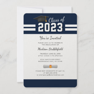 Invitation Graduation Navy Blue 2025 Grad Party