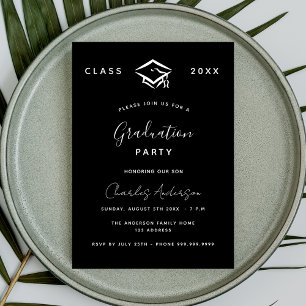 Invitation Graduation noir blanc simple 2025