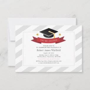 Invitation Graduation Party 2022 Casquette de grade Red Gold 