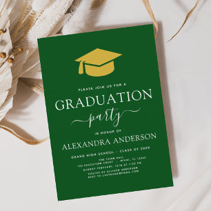 Invitation Graduation Party 2023 Vert Or moderne Élégant