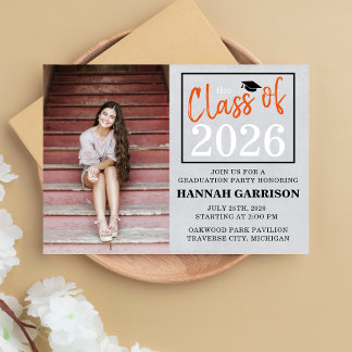 Invitation Graduation Party 2024 Open House Photo Orange